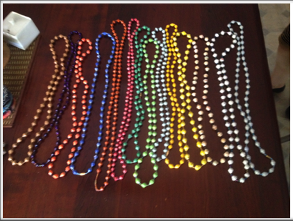 Medium Length Paper Beads
Various Colours
$15